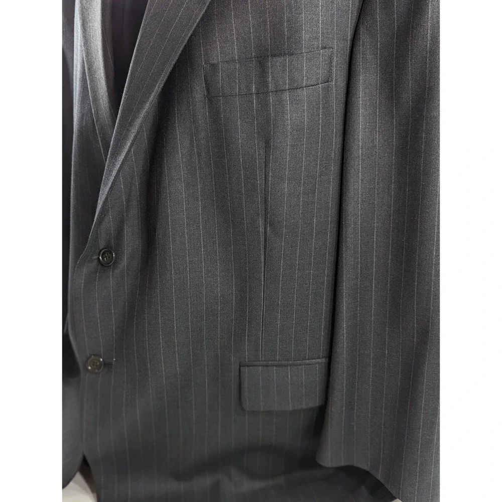 Hart Schaffner Marx Wool Blazer Suit Jacket Sport Coat 52R‎ Dark Gray Pinstripe